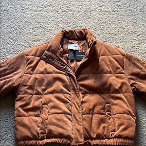 Fashion Nova Tan Quilted Puffer Jacket